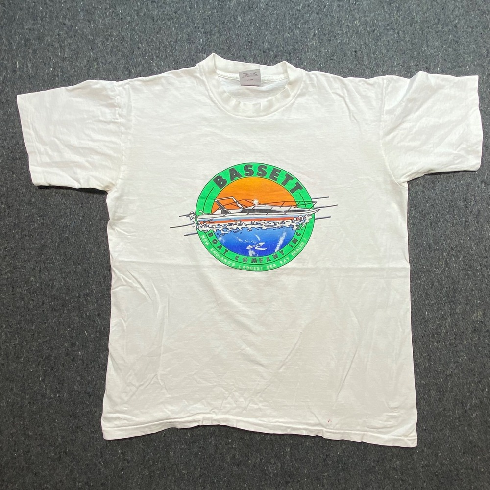 Oneita Shirt XL Mens White Vintage 1989 Sea Ray Boat Graphic Distressed USA Made